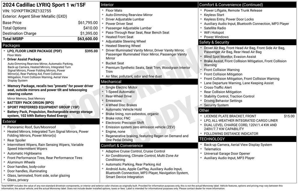 Used 2024 Cadillac Lyriq Sport w/ LPO, Floor Liner Package image 3