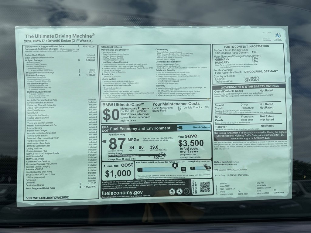 New 2026 BMW i7 eDrive50 w/ M Sport Package image 19