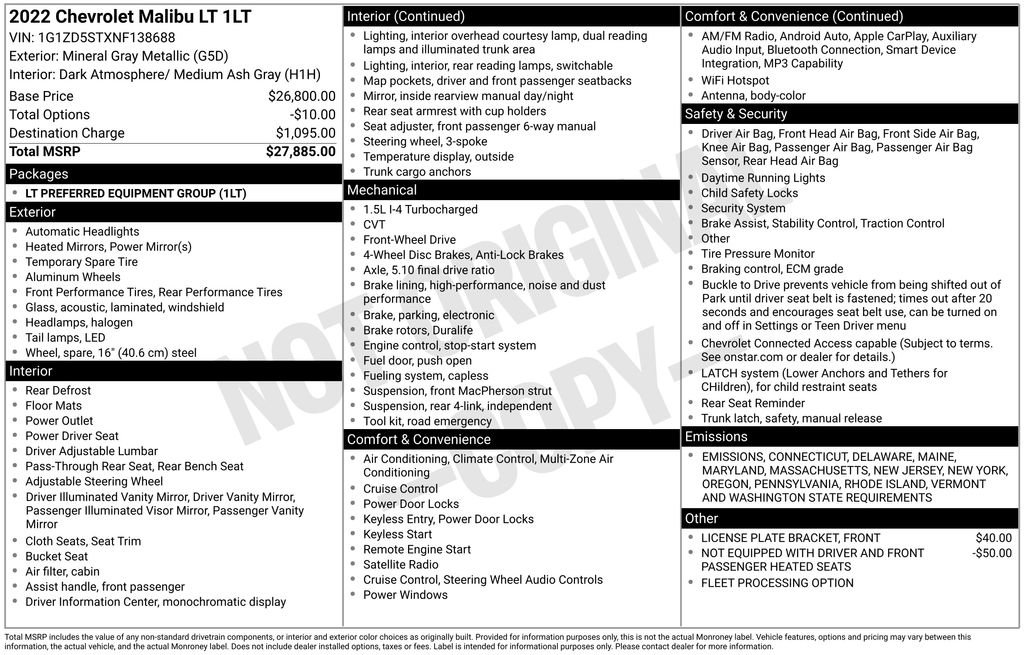 Certified 2022 Chevrolet Malibu LT image 15