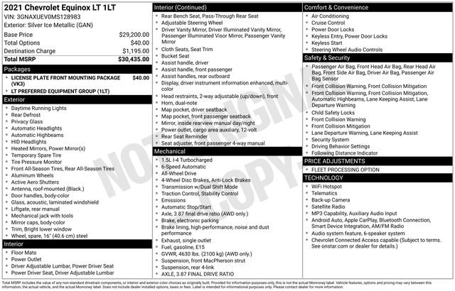 Used 2021 Chevrolet Equinox LT AWD/4WD image 32