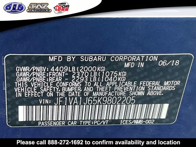 Used 2019 Subaru WRX Limited w/ Popular Package #3 (IZT) image 22