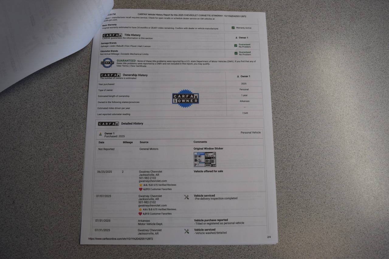 Used 2025 Chevrolet Corvette Stingray Coupe w/ Z51 Performance Package RWD image 63