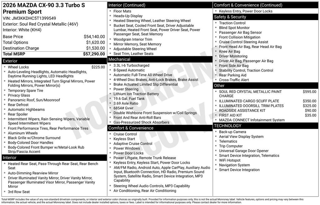 New 2026 MAZDA CX-90 3.3 Turbo S w/ Premium Package AWD/4WD image 39