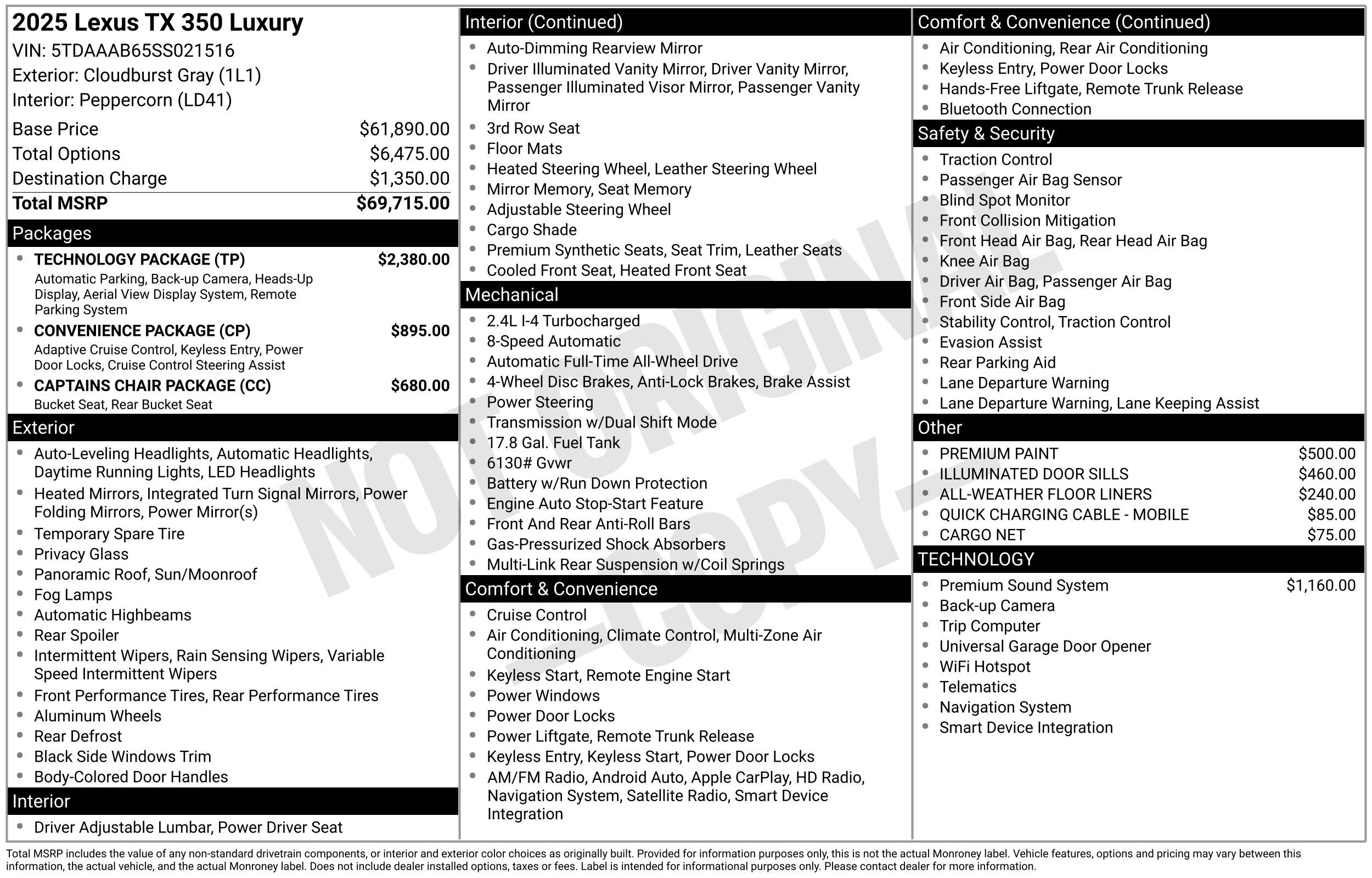 Used 2025 Lexus TX 350 AWD w/ Technology Package image 27