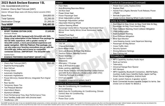 Used 2023 Buick Enclave Essence w/ Sport Touring Edition FWD image 30