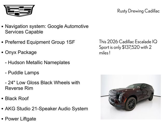 New 2026 Cadillac Escalade IQ Sport 1 w/ LPO, ONYX Package image 4