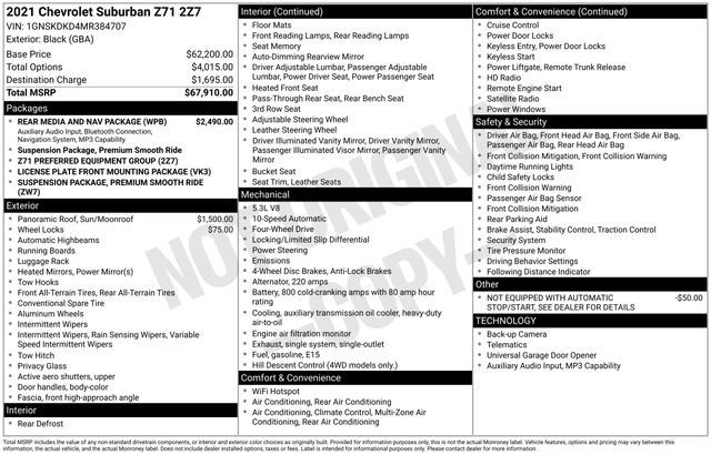 Used 2021 Chevrolet Suburban Z71 w/ Rear Media and Nav Package image 44