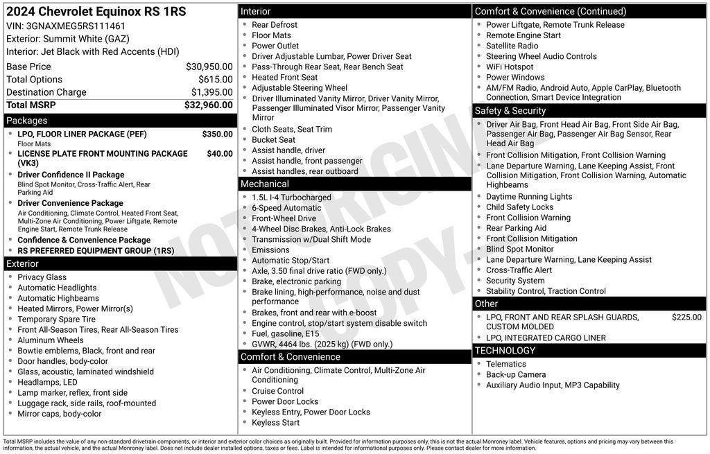 Used 2024 Chevrolet Equinox RS w/ LPO, Floor Liner Package FWD image 41