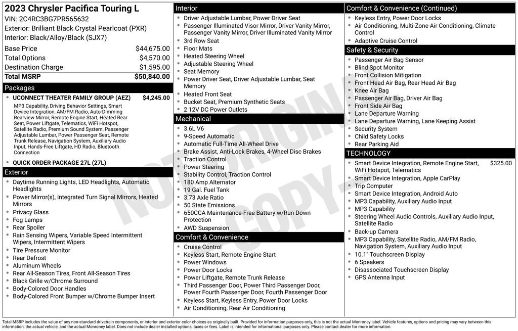 Used 2023 Chrysler Pacifica Touring-L w/ Uconnect Theater Family Group AWD/4WD image 11