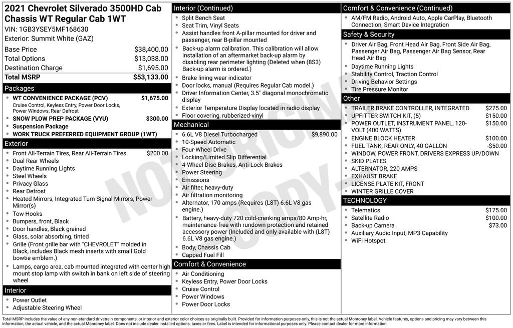 Used 2021 Chevrolet Silverado 3500 W/T w/ WT Convenience Package AWD/4WD image 25