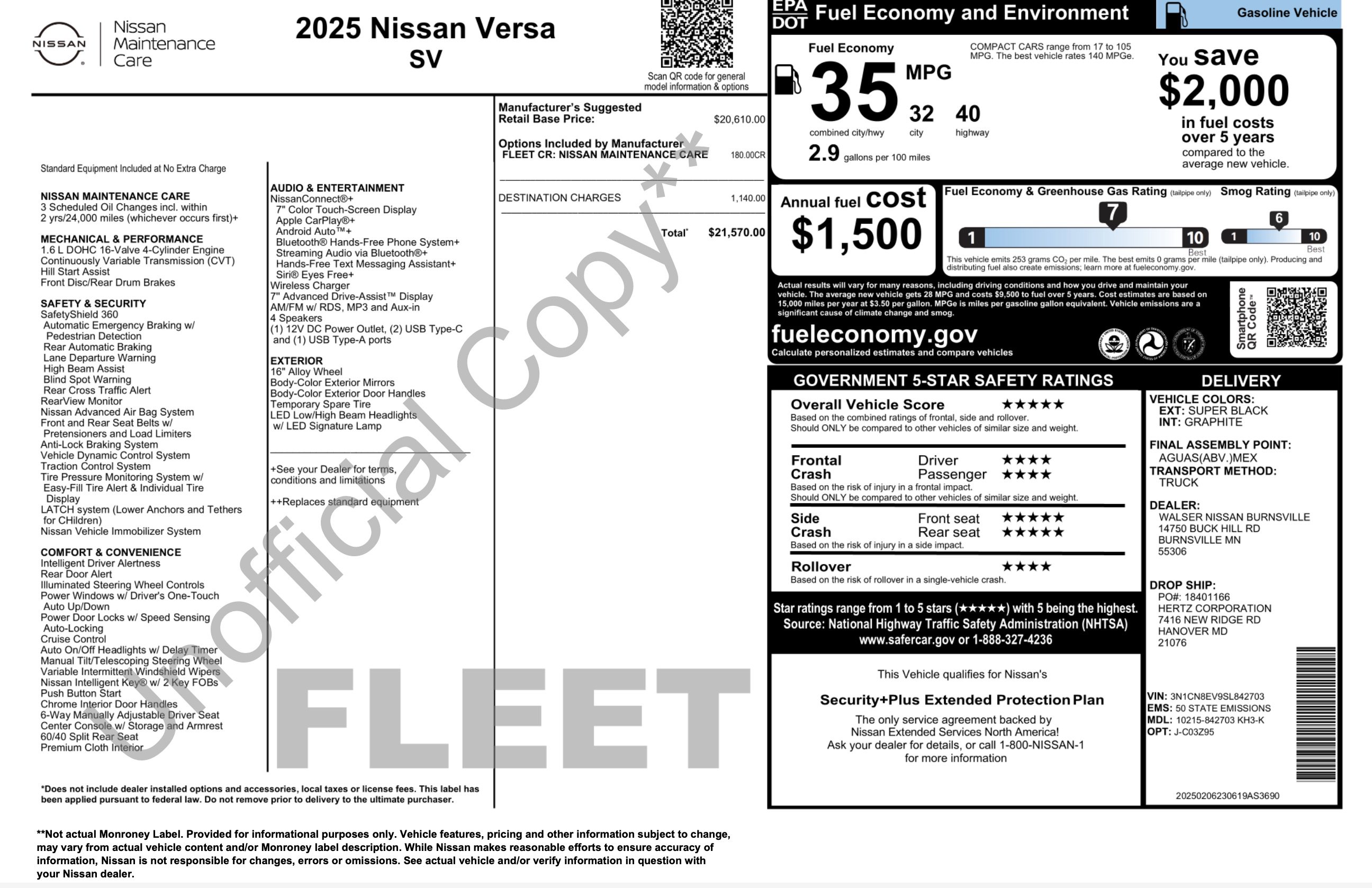 Used 2025 Nissan Versa SV FWD image 5