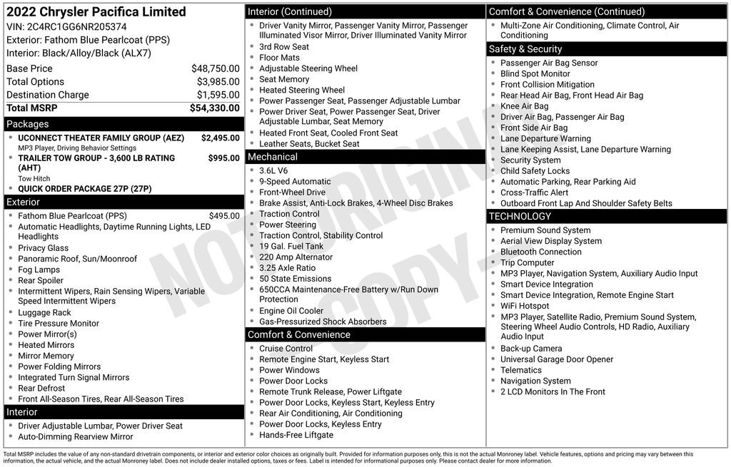 Used 2022 Chrysler Pacifica Limited w/ Uconnect Theater Family Group FWD image 22