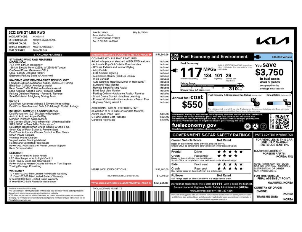 Used 2022 Kia EV6 GT-Line w/ GT-Line Suede Seat Package image 2