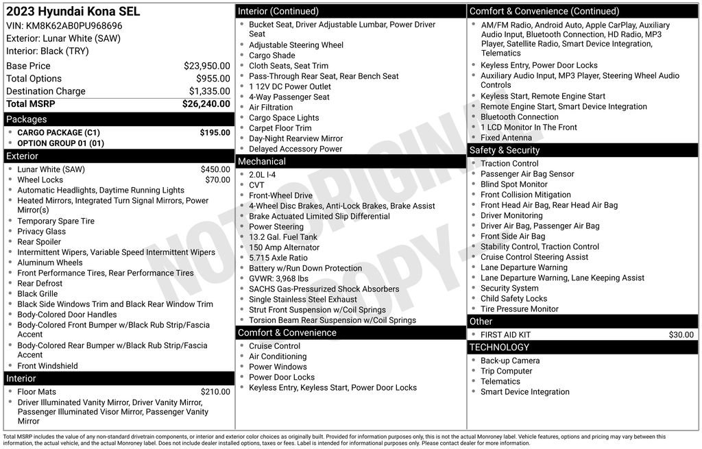 Used 2023 Hyundai Kona SEL w/ Cargo Package image 29