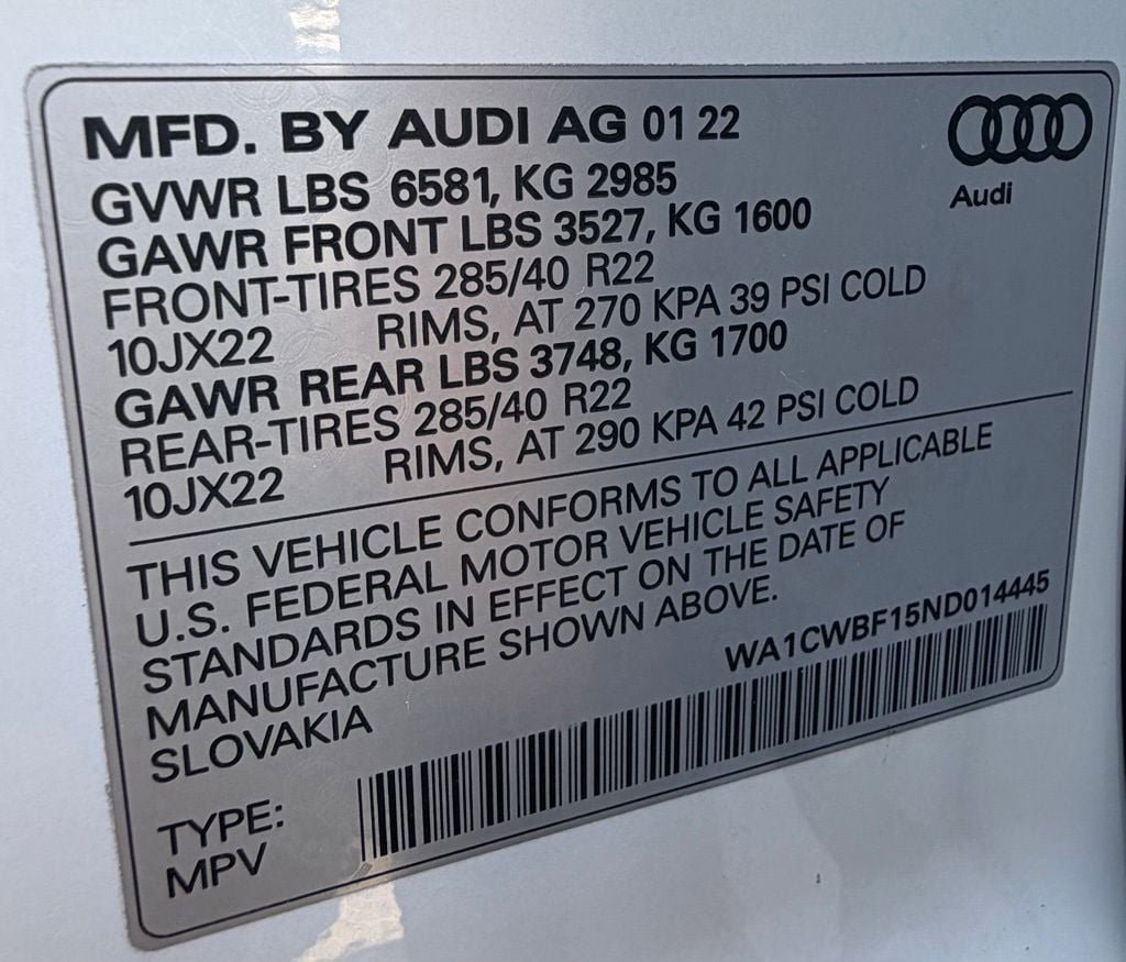 Used 2022 Audi SQ8 Prestige w/ Prestige Package AWD/4WD image 21