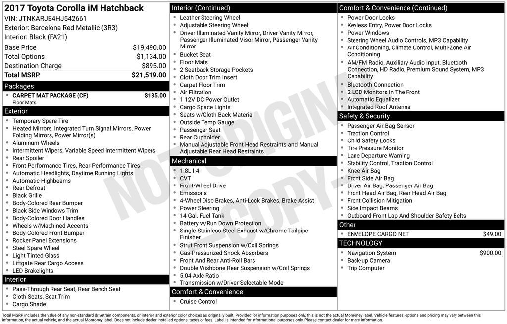Used 2017 Toyota Corolla iM w/ Carpet Mat Package FWD image 26