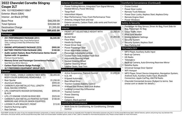 Certified 2022 Chevrolet Corvette Stingray Preferred Cpe w/ Z51 Performance Package RWD image 22