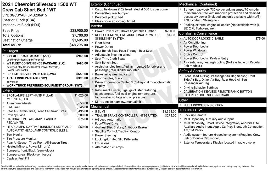 Used 2021 Chevrolet Silverado 1500 W/T w/ Z71 Off-Road Package AWD/4WD image 15
