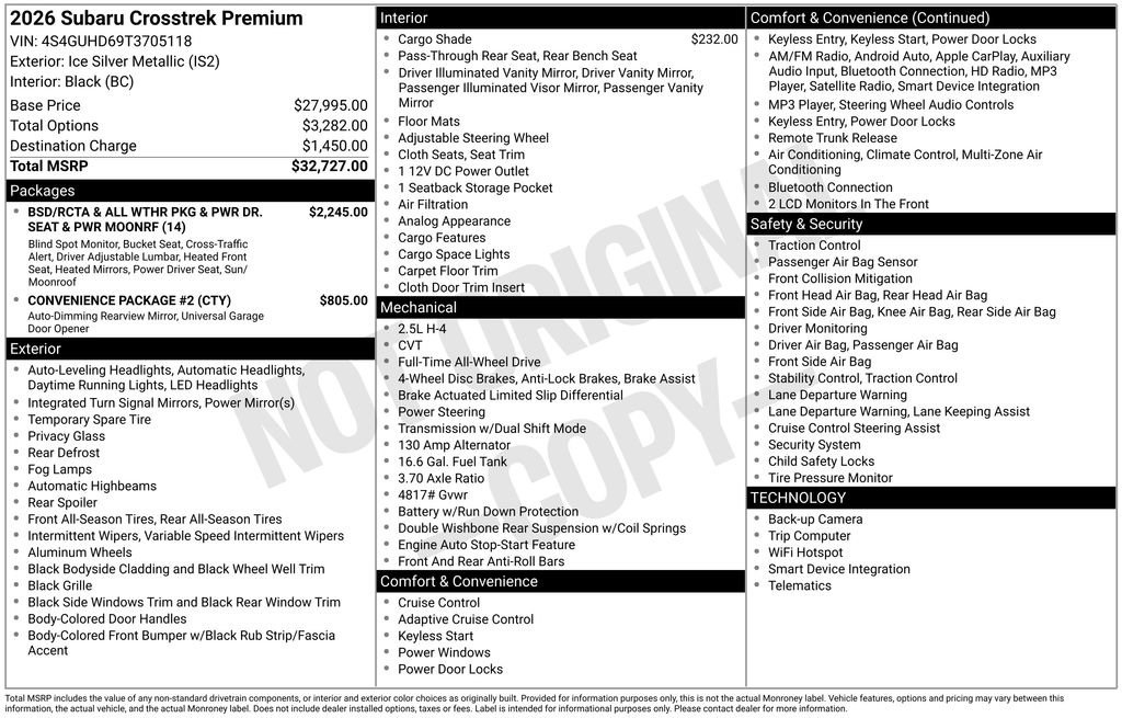 New 2026 Subaru Crosstrek 2.0i Premium image 17
