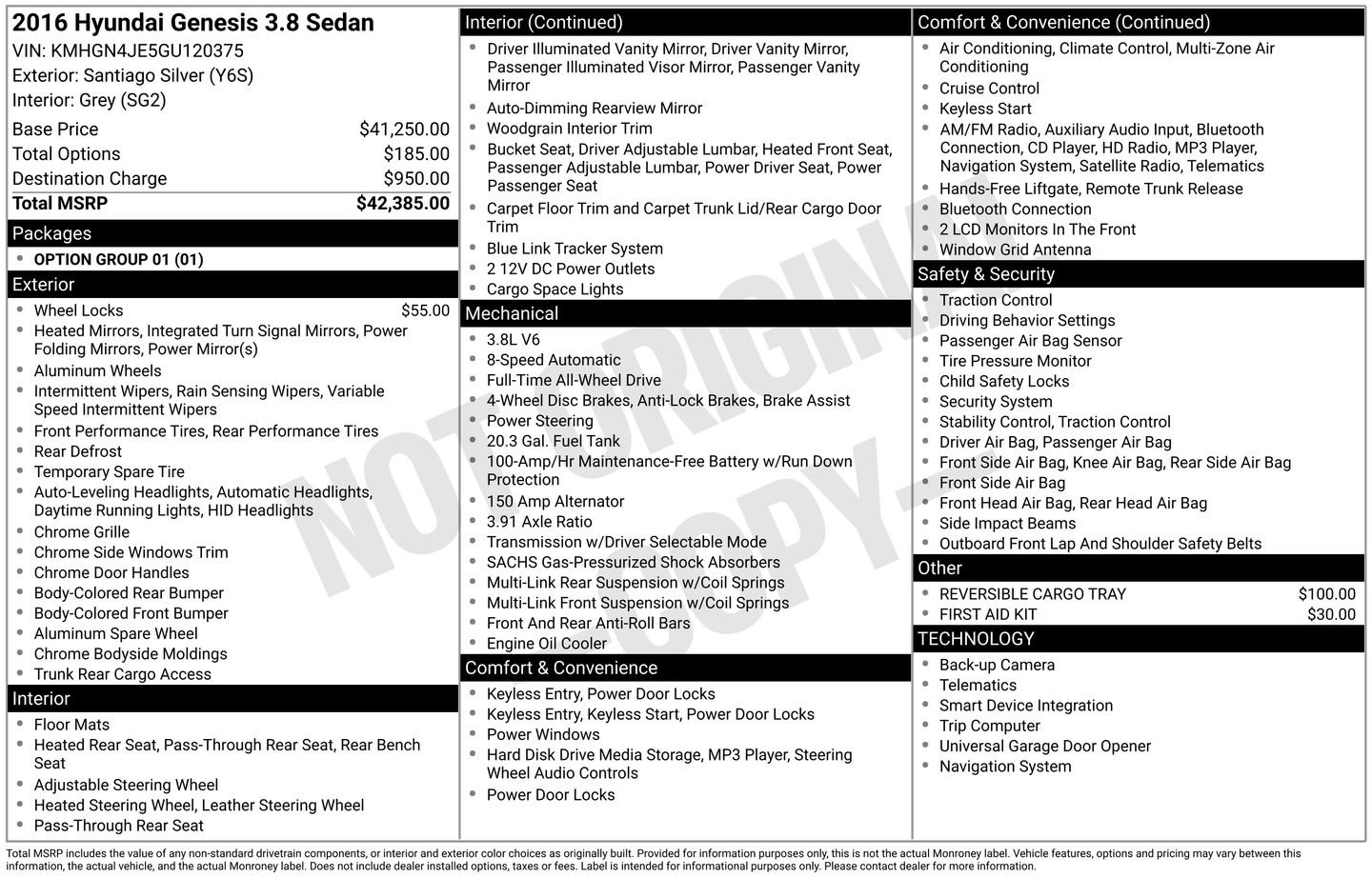 Used 2016 Hyundai Genesis 3.8 image 2