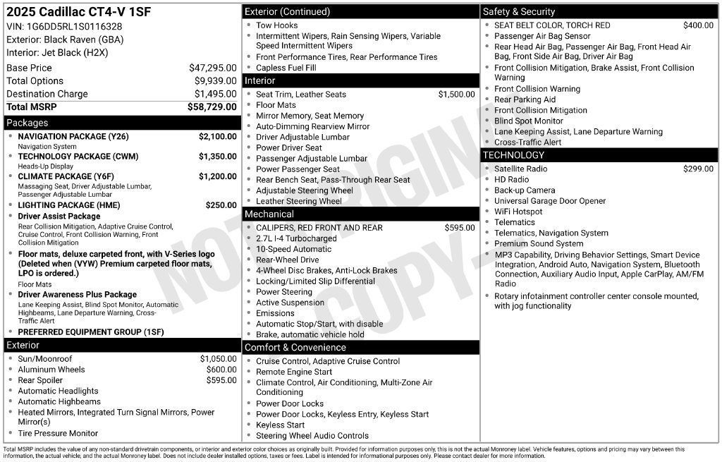 Certified 2025 Cadillac CT4 V w/ Navigation Package RWD image 34