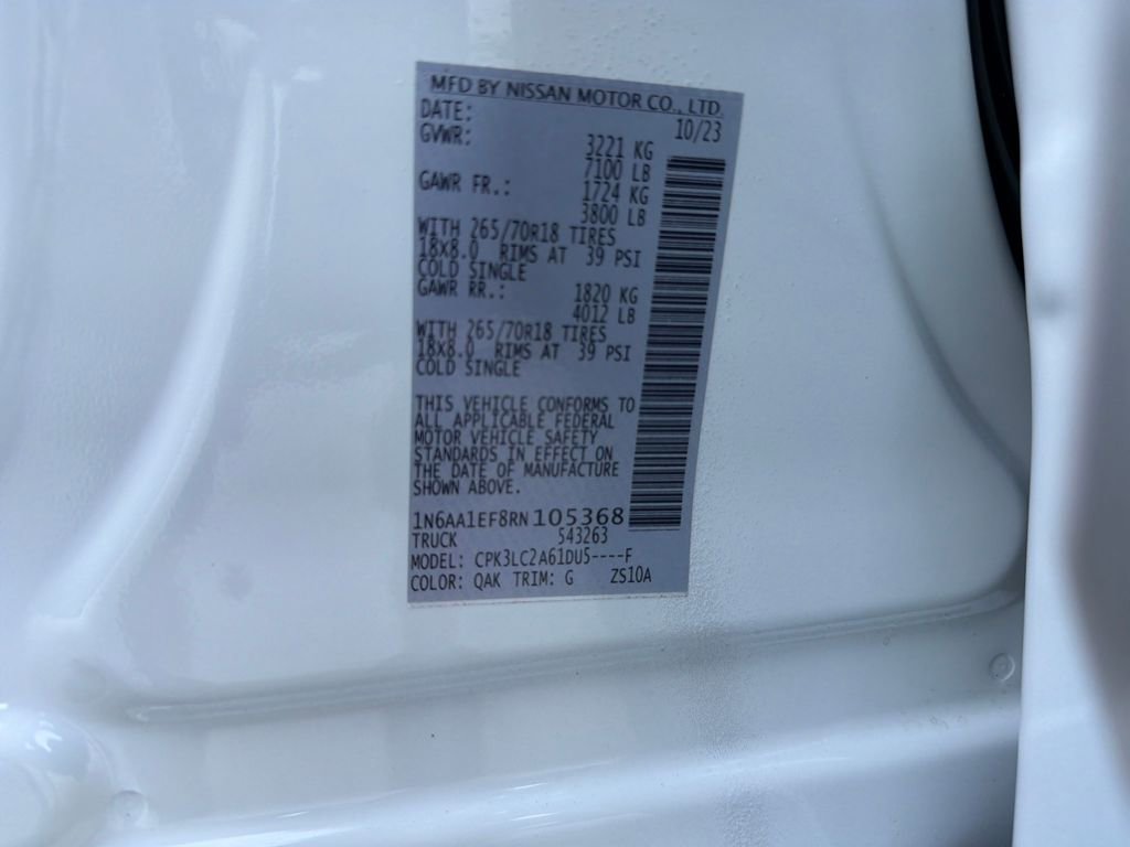 Certified 2024 Nissan Titan SV w/ SV Convenience Package image 35