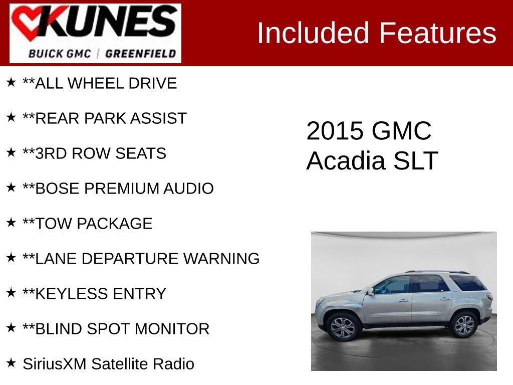 Used 2015 GMC Acadia SLT w/ Open Road Package AWD/4WD image 3