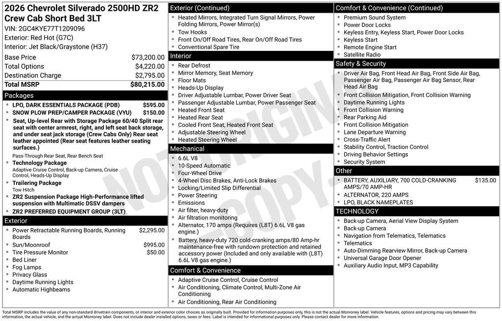 New 2026 Chevrolet Silverado 2500 ZR2 w/ LPO, Dark Essentials Package AWD/4WD image 11