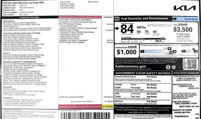 Certified 2026 Kia EV9 Land w/ Nightfall Edition Package image 54