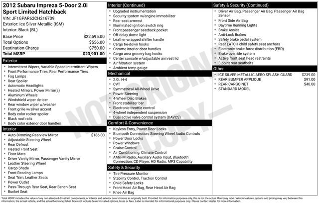 Used 2012 Subaru Impreza 2.0i Sport Limited AWD/4WD image 9