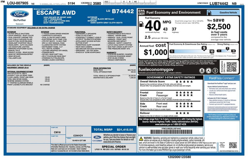 Used 2020 Ford Escape SE Sport AWD/4WD image 3