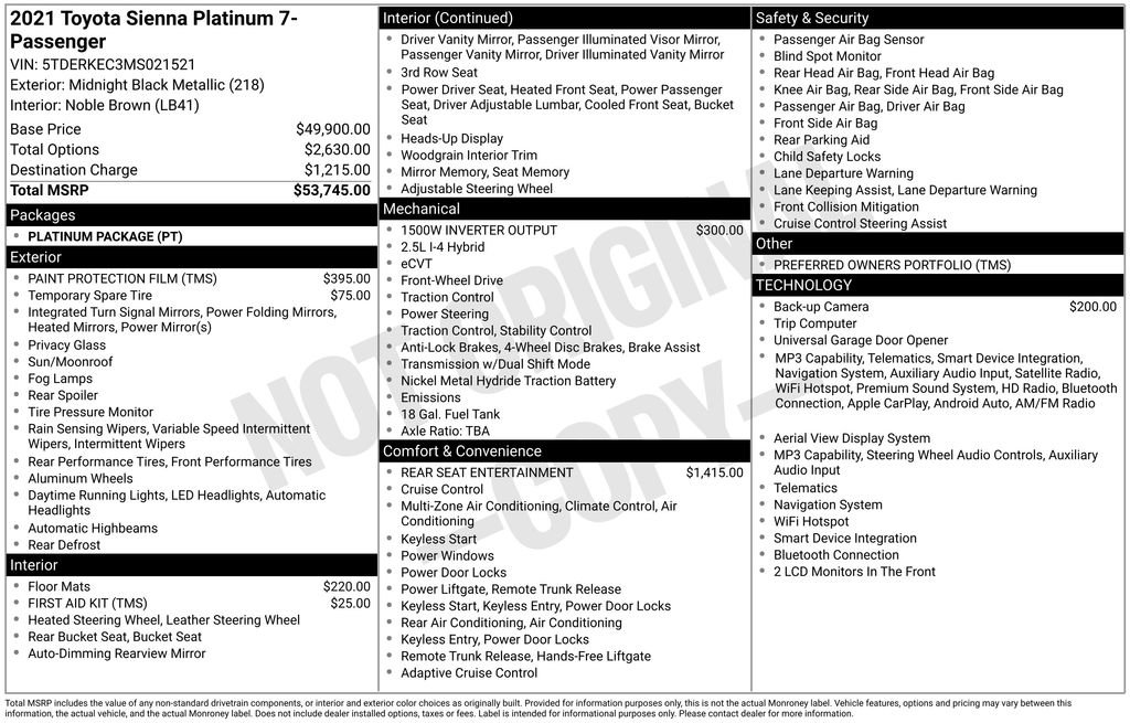 Used 2021 Toyota Sienna Platinum FWD image 15