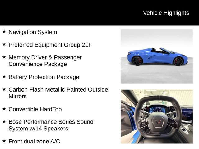Certified 2023 Chevrolet Corvette Stingray Preferred Conv w/ Battery Protection Package RWD image 16