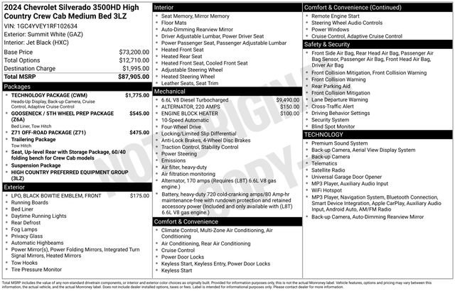 Used 2024 Chevrolet Silverado 3500 High Country w/ Technology Package AWD/4WD image 14