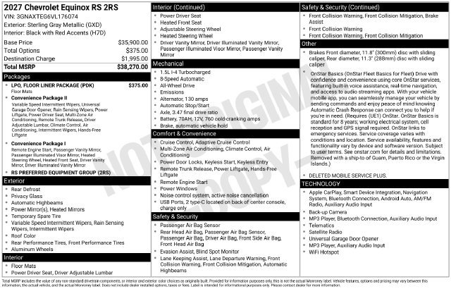 New 2027 Chevrolet Equinox RS w/ LPO, Floor Liner Package AWD/4WD image 34