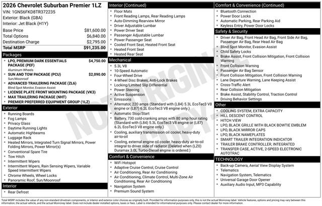 New 2026 Chevrolet Suburban Premier AWD/4WD image 3