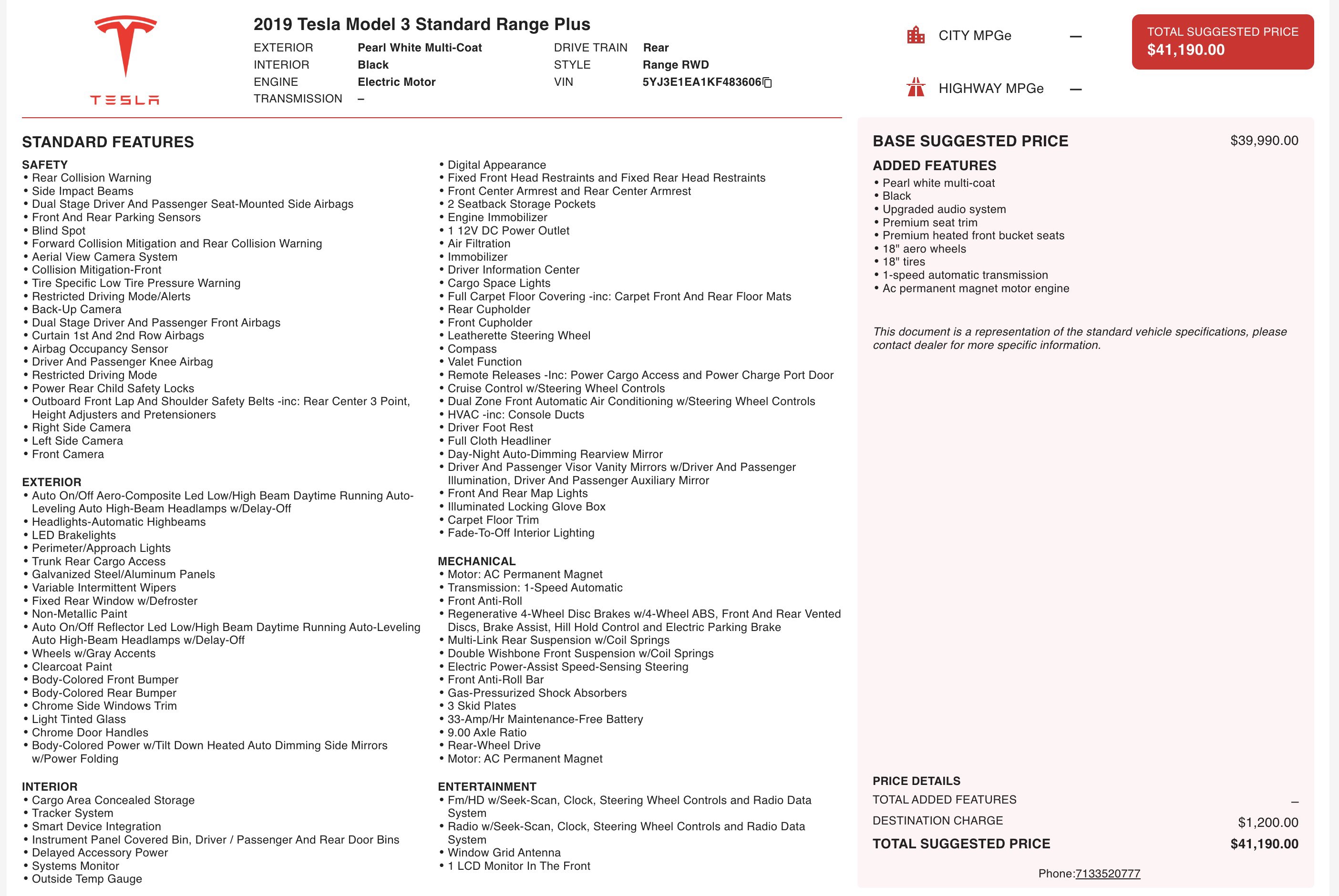 Used 2019 Tesla Model 3 Standard Range Plus image 6