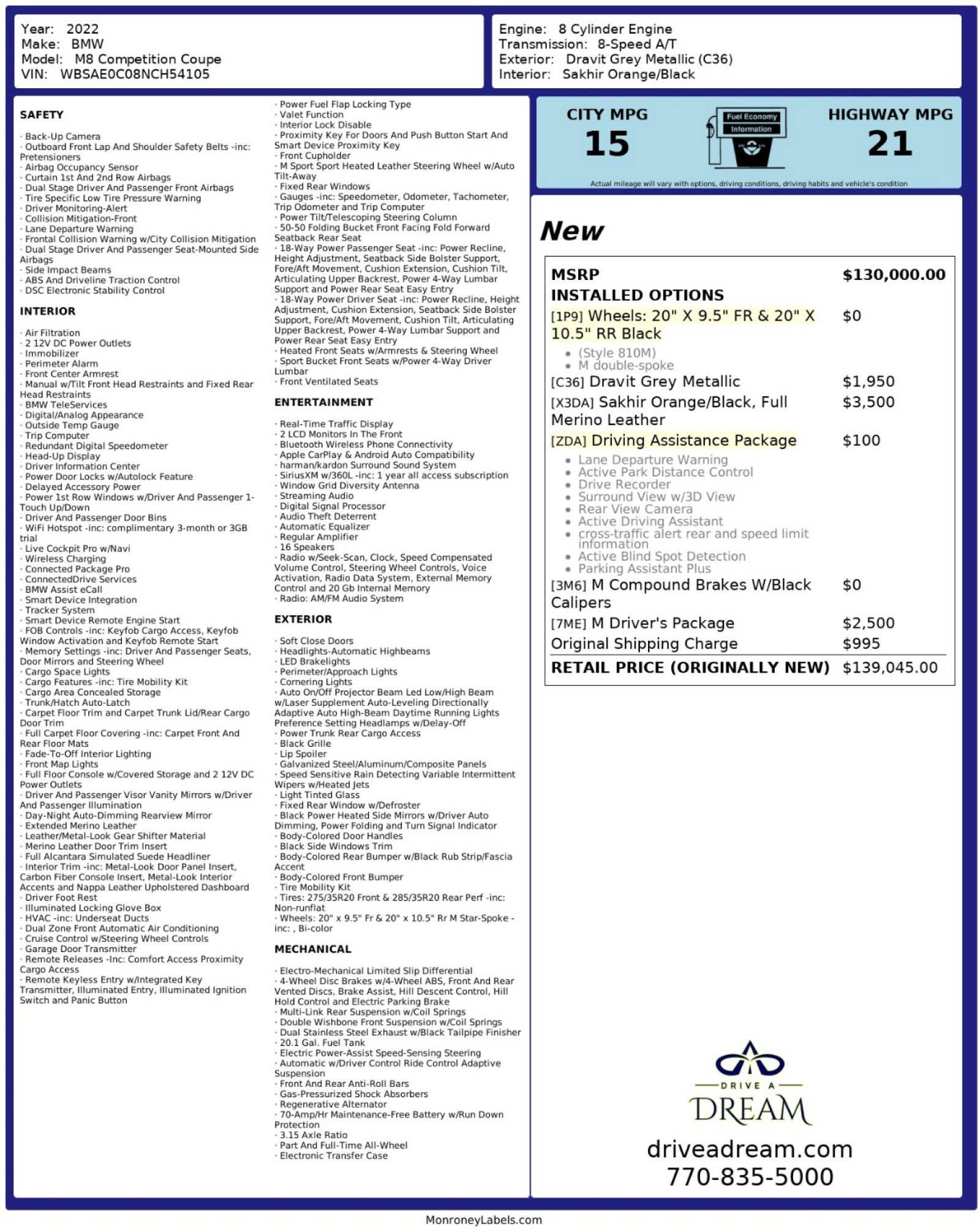 Used 2022 BMW M8 Competition w/ M Driver's Package image 59