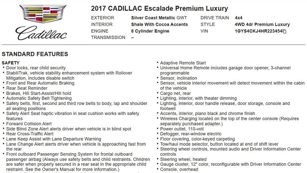 Used 2017 Cadillac Escalade Premium Luxury AWD/4WD image 27