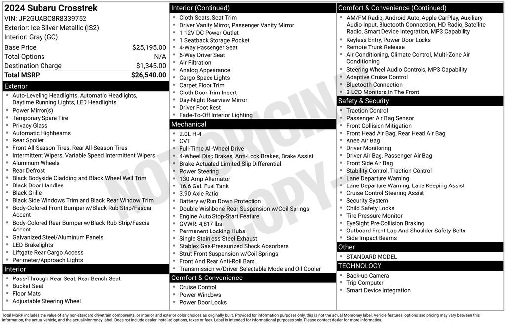 Certified 2024 Subaru Crosstrek 2.0i AWD/4WD image 47