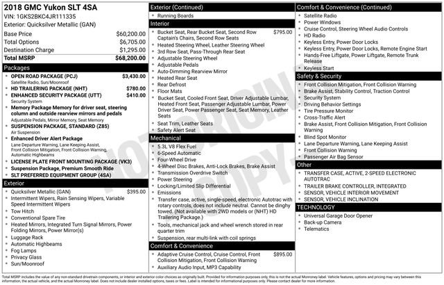 Used 2018 GMC Yukon SLT w/ Open Road Package AWD/4WD image 52