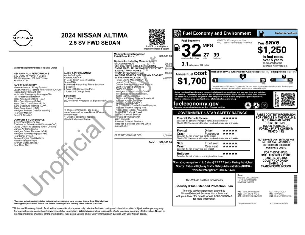 Used 2024 Nissan Altima 2.5 SV w/ SV Premium Package FWD image 6