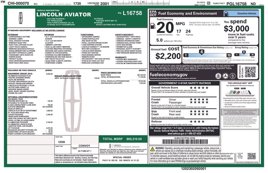Used 2023 Lincoln Aviator Reserve w/ Equipment Group 201A image 6