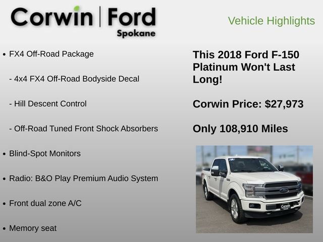 Used 2018 Ford F150 Platinum w/ Equipment Group 701A Luxury AWD/4WD image 12