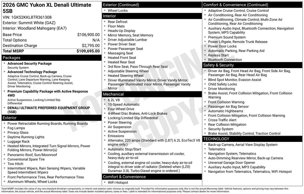 New 2026 GMC Yukon XL Denali Ultimate AWD/4WD image 51