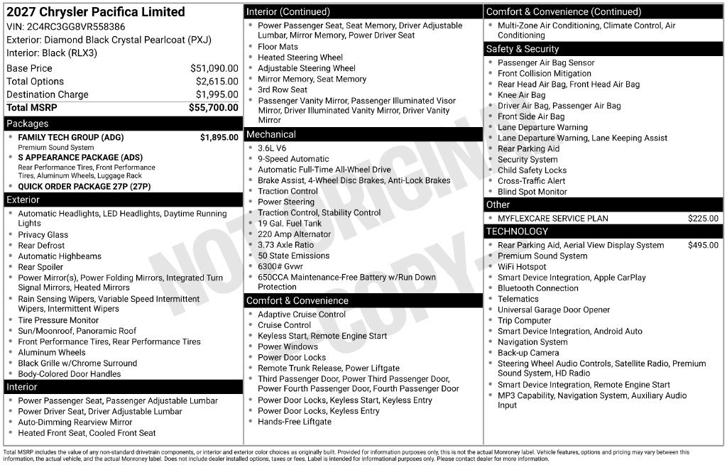 New 2027 Chrysler Pacifica Limited w/ Family Tech Group AWD/4WD image 9