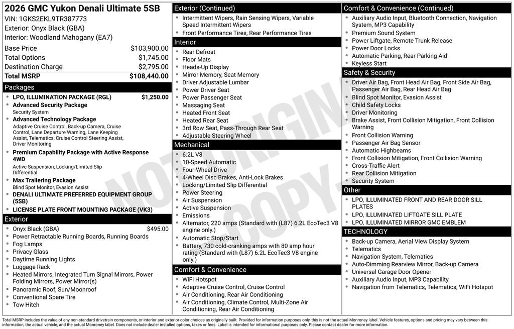 New 2026 GMC Yukon Denali Ultimate w/ LPO, Illumination Package AWD/4WD image 6