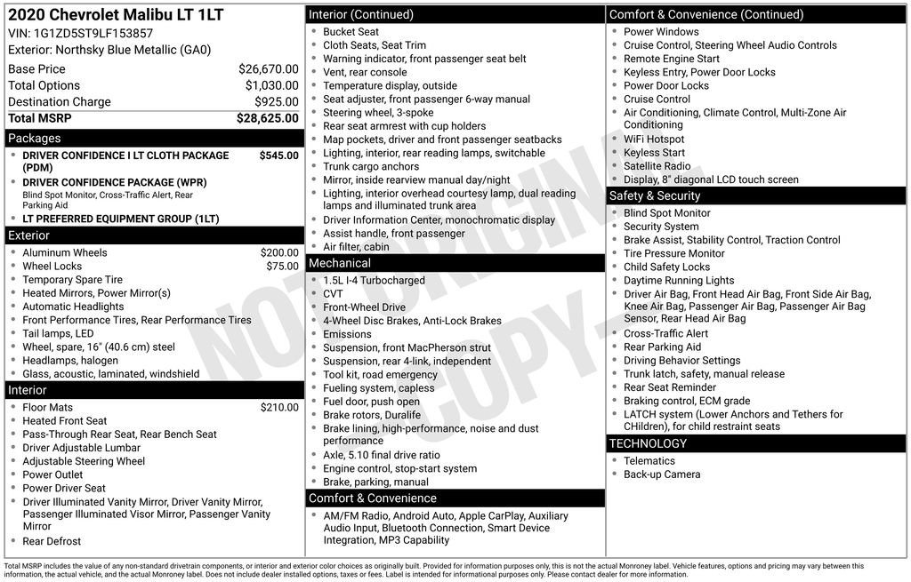 Used 2020 Chevrolet Malibu LT FWD image 11