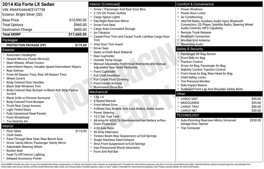 Used 2014 Kia Forte LX w/ Protection Package FWD image 4