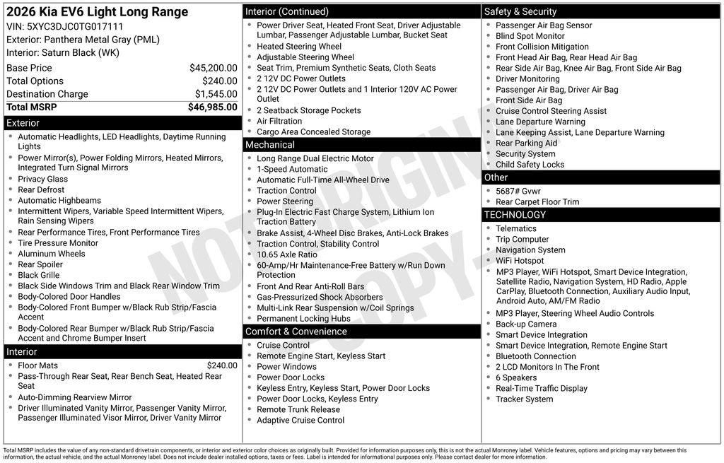 New 2026 Kia EV6 Light AWD/4WD image 2